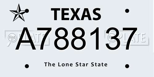 A788137 Texas License Plate