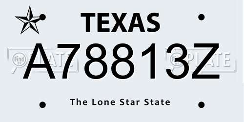 A78813Z Texas License Plate
