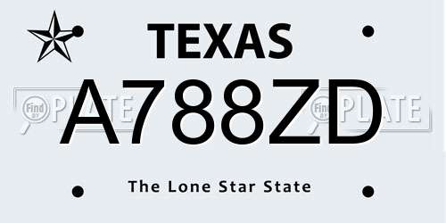 A788ZD Texas License Plate