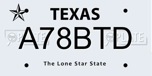 A78BTD Texas License Plate