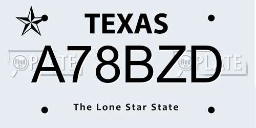 A78BZD Texas License Plate