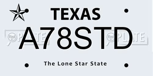 A78STD Texas License Plate