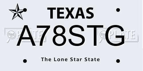 A78STG Texas License Plate