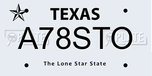 A78STO Texas License Plate