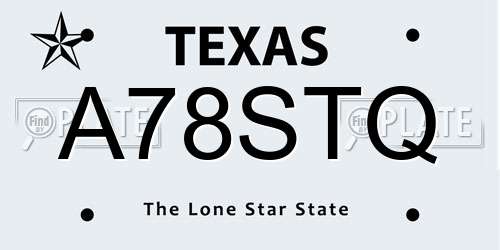 A78STQ Texas License Plate