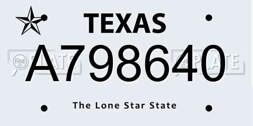 A798640 Texas License Plate