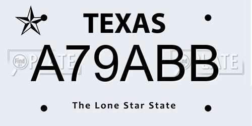 A79ABB Texas License Plate