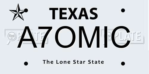 A7OMIC Texas License Plate