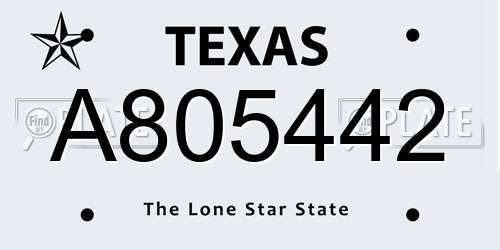 A805442 Texas License Plate