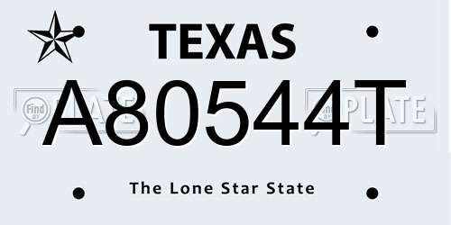A80544T Texas License Plate