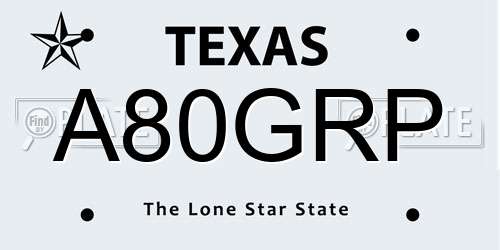 A80GRP Texas License Plate