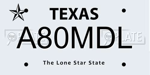 A80MDL Texas License Plate