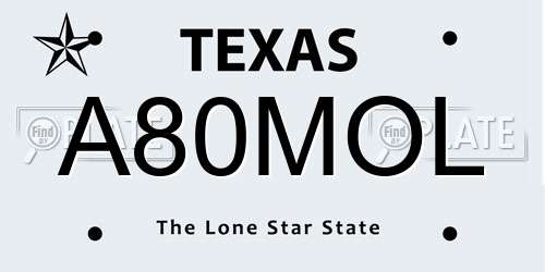 A80MOL Texas License Plate