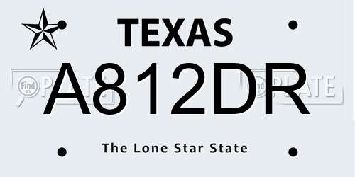 A812DR Texas License Plate