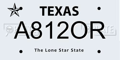 A812OR Texas License Plate