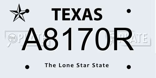 A8170R Texas License Plate