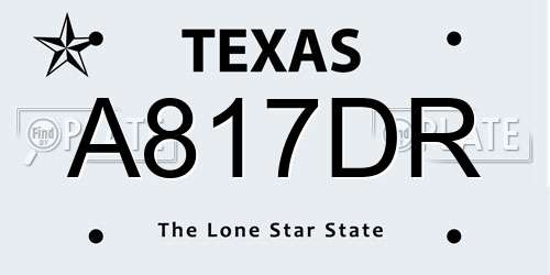 A817DR Texas License Plate