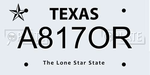 A817OR Texas License Plate