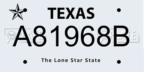 A81968B Texas License Plate