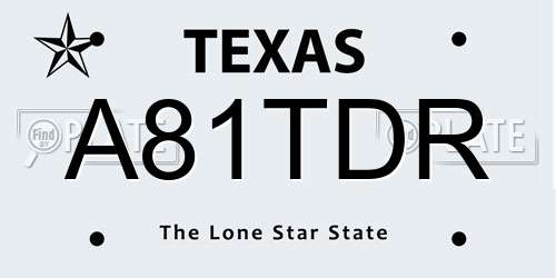 A81TDR Texas License Plate