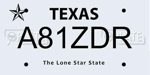 A81ZDR Texas License Plate