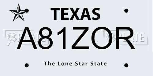 A81ZOR Texas License Plate