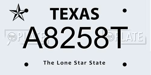 A8258T Texas License Plate