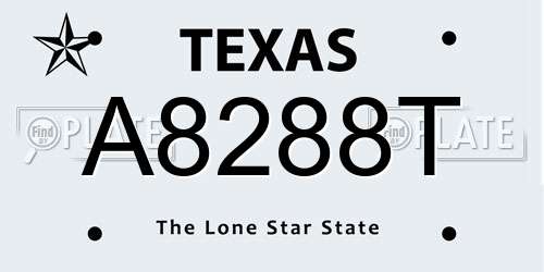 A8288T Texas License Plate