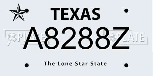 A8288Z Texas License Plate