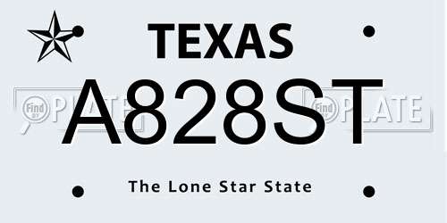 A828ST Texas License Plate