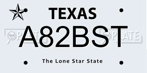 A82BST Texas License Plate