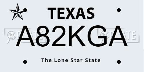 A82KGA Texas License Plate