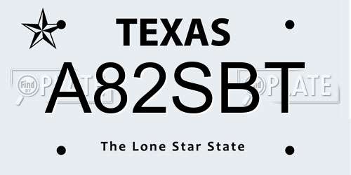 A82SBT Texas License Plate