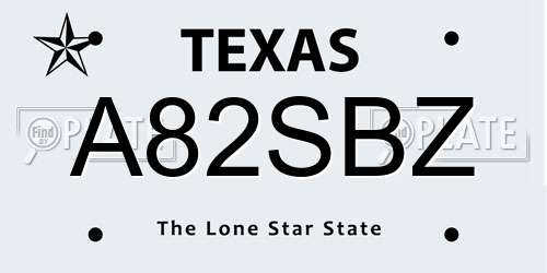 A82SBZ Texas License Plate