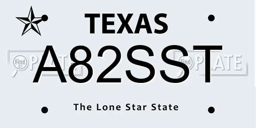 A82SST Texas License Plate