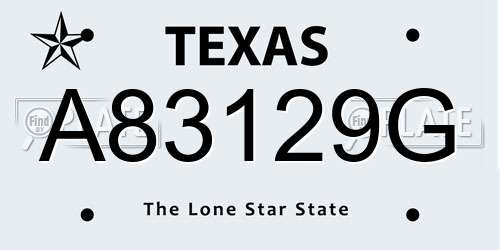 A83129G Texas License Plate