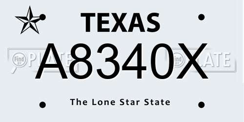 A8340X Texas License Plate