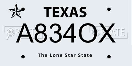A834OX Texas License Plate