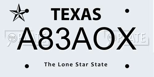 A83AOX Texas License Plate