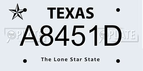 A8451D Texas License Plate