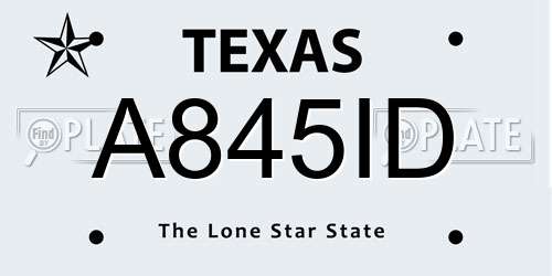 A845ID Texas License Plate