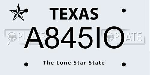 A845IO Texas License Plate