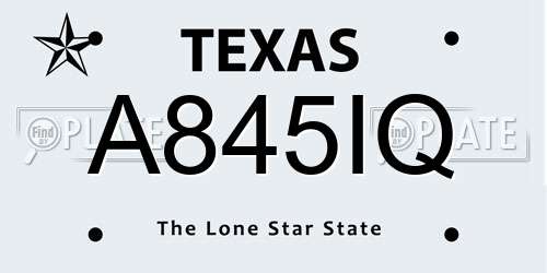 A845IQ Texas License Plate