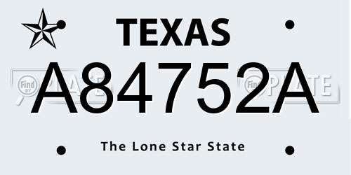 A84752A Texas License Plate