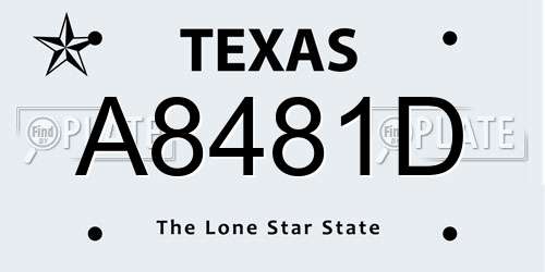 A8481D Texas License Plate