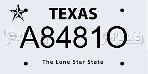 A8481O Texas License Plate