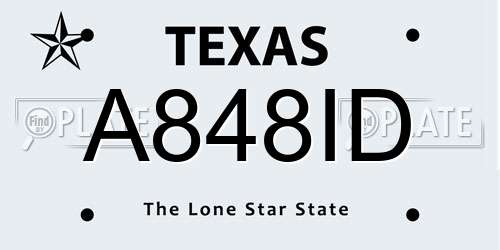 A848ID Texas License Plate