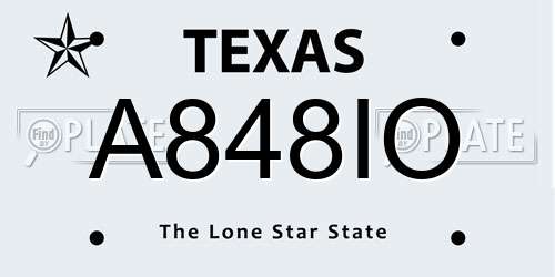 A848IO Texas License Plate