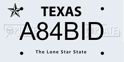 A84BID Texas License Plate