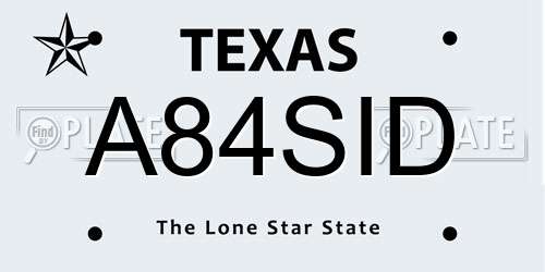 A84SID Texas License Plate